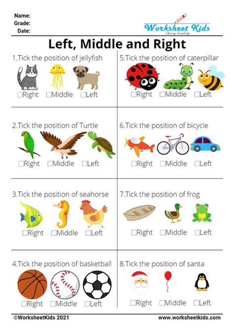 Position Worksheets For Kindergarten Printable Kindergarten Worksheets