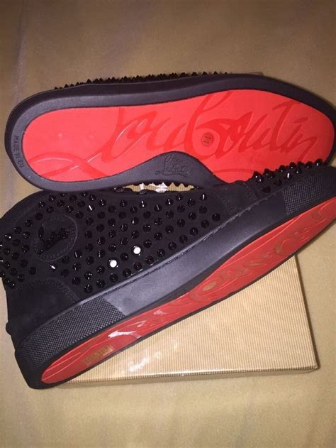 Christian Louboutin Louis Spike Mens Flat 10 Black Suede Red Bottoms