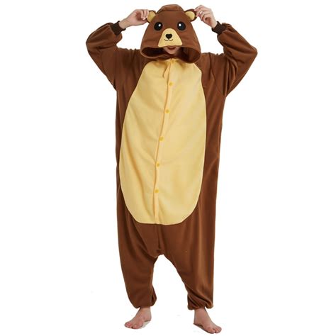 Funny Brown Bear Onesies For Adult Kigurumi Pajamas Women Jumpsuit
