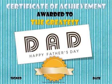 Fathers Day Certificates Free And Customizable Instant Download