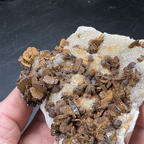 Limonite After Marcasite Pseudomorphs On Quartz Crystals And Agate