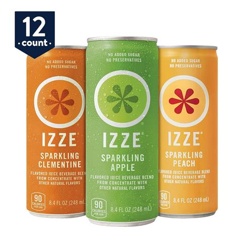 Izze Sparkling Juice 3 Flavor Variety Pack 84 Oz Cans 12 Count