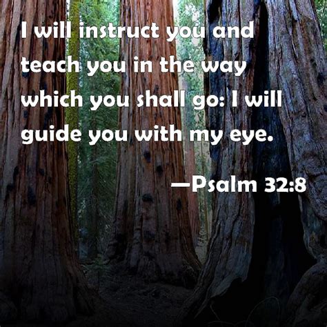I will counsel you with my eye upon you. Psalm 32:8 I will instruct you and teach you in the way which you shall go: I will guide you ...