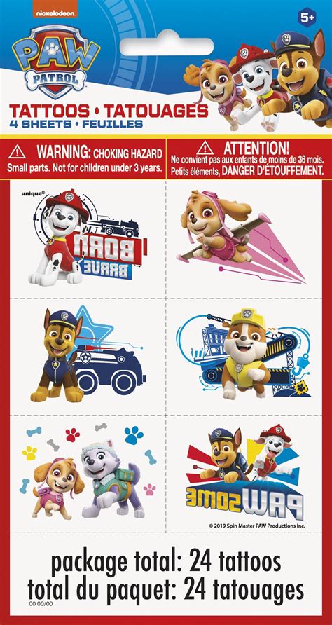 Paw Patrol Tattoo Party Favors 4ct Michaels
