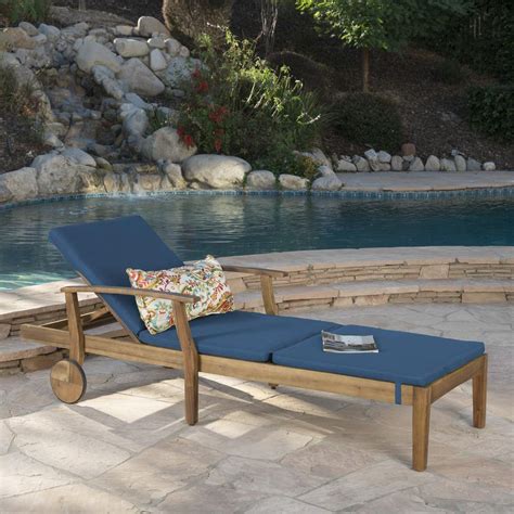 These christopher knight home ariana set of 2 acacia wood patio chaise lounge with cushion makes for the perfect lawn or poolside addition. Noble House Giancarlo Teak Wood Outdoor Chaise Lounge with ...