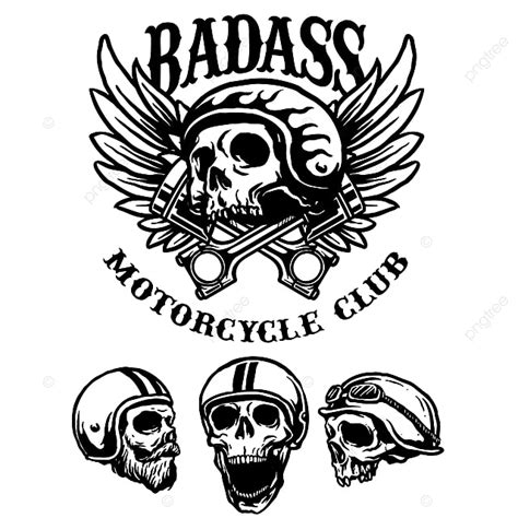 Vector Collection Of Skull Biker Emblem Motorcycle Club Logo With Skull