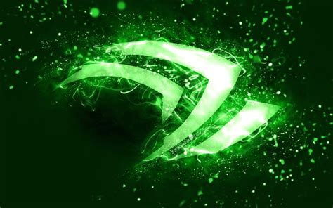 Download Wallpapers Nvidia Green Logo 4k Green Neon Lights Creative