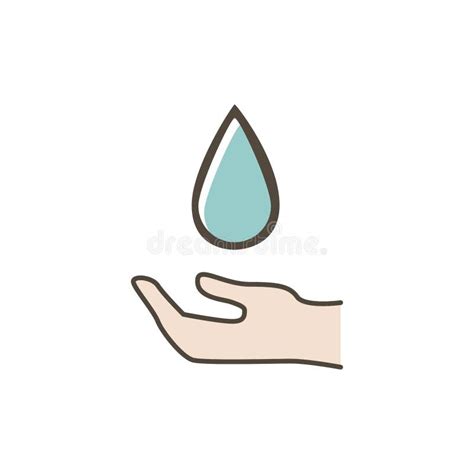 Water Saving Hand Icon On A White Background Vector Illustration Stock