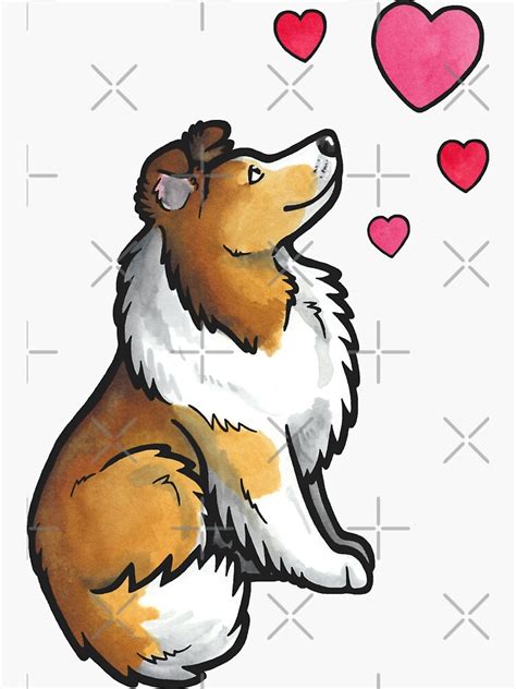 Sheltie Love Sticker For Sale By Animalartbyjess Redbubble