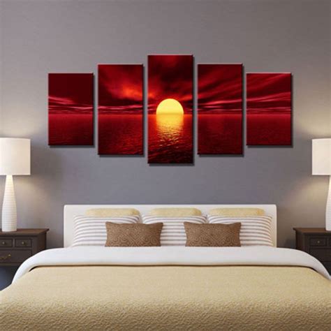 5pcs Sunrise Landscape Canvas Print Art Painting Home Wall Decor Framed