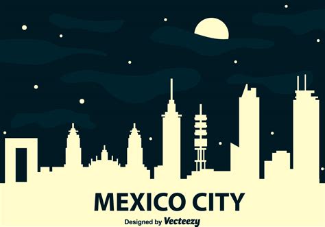 Mexico City Skyline At Night Vector 94838 Vector Art At Vecteezy