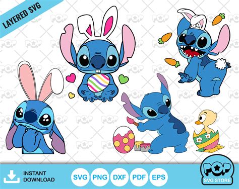 Stitch Easter Clipart Set Disney Easter Svg Cut Files For Cricut Si