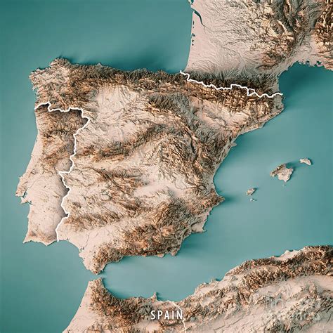 Encuentra información acerca del clima, condiciones de carreteras, rutas con indicaciones. Spain Country 3D Render Topographic Map Neutral Digital ...