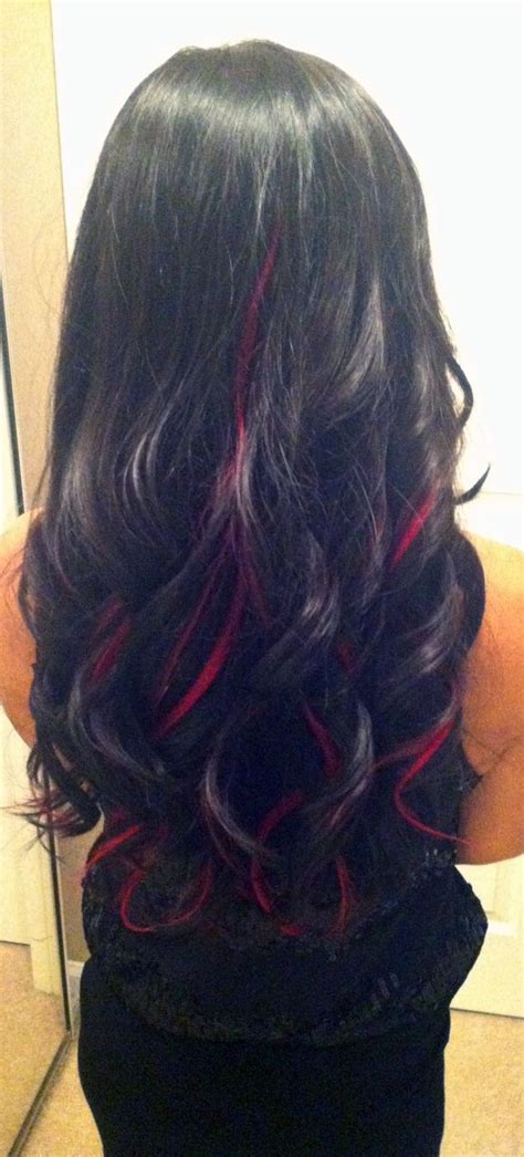 Black Hair With Red Streaks Red Hair Tips Hair Styles Hair Dye Tips