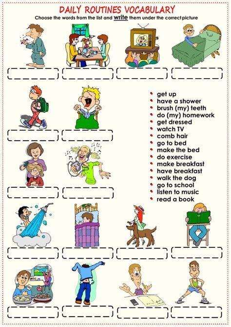Daily Routine In Inglese Scuola Primaria - Daily routines vocabulary - Ficha interactiva | Ingles para preescolar