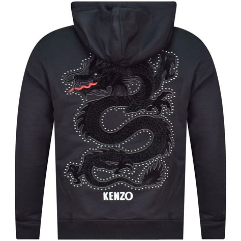 Kenzo Cotton Embellished Dragon Hoodie In Black For Men Lyst