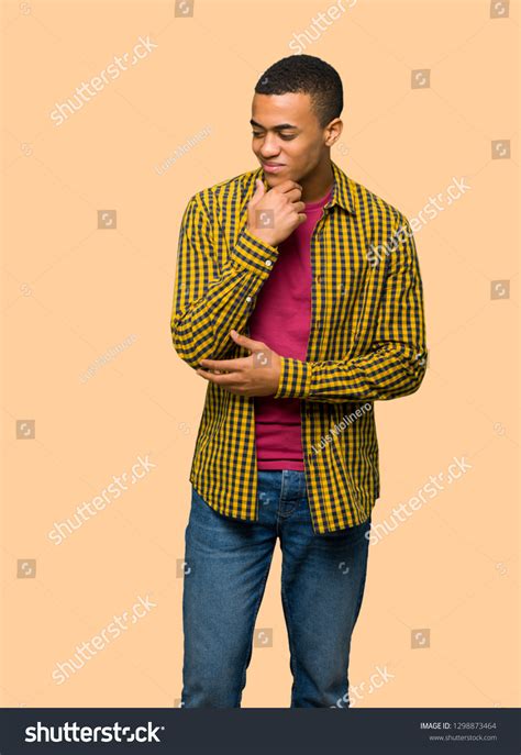 Young Afro American Man Looking Down Stock Photo 1298873464 Shutterstock