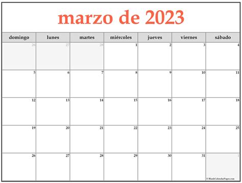 Calendario 2023 Mes Marzo Para Imprimir Imagesee