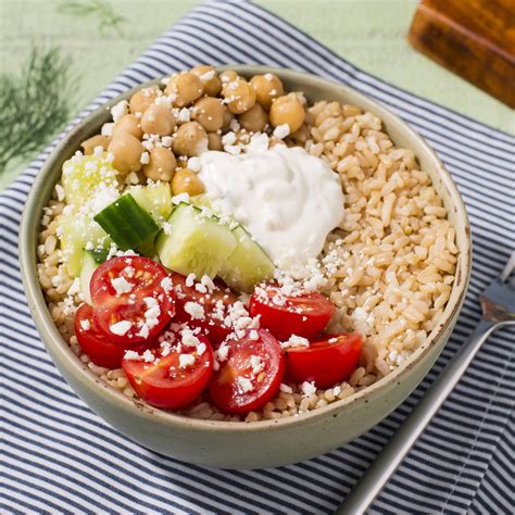 Minute Greek Brown Rice And Veggie Bowl Savory