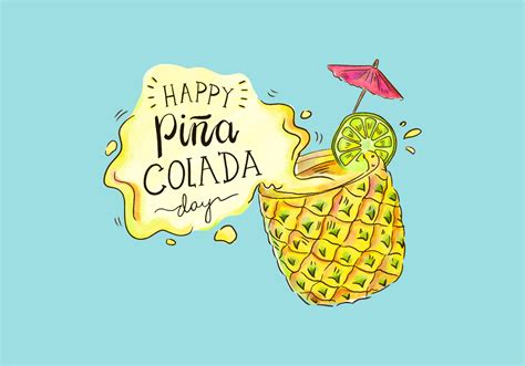 Cute Piña Colada Day Vector Background Download Free Vector Art