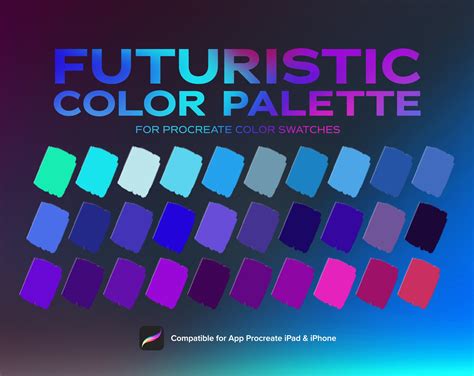 Futuristic Color Palette Neon Color Cyberpunk Color Procreate