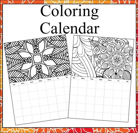 Monthly Coloring Calendars Coloring Calendar Pages Months Etsy