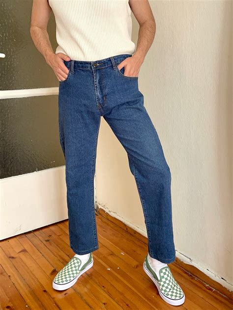 1990s Vintage Blue Jeans Men Vintage Denim Jeans High Waisted Etsy UK