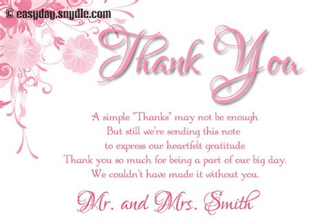 May 14, 2021 · thank you for helping us welcome our little one into the world. Wedding Thank You Card Wording Samples - Easyday