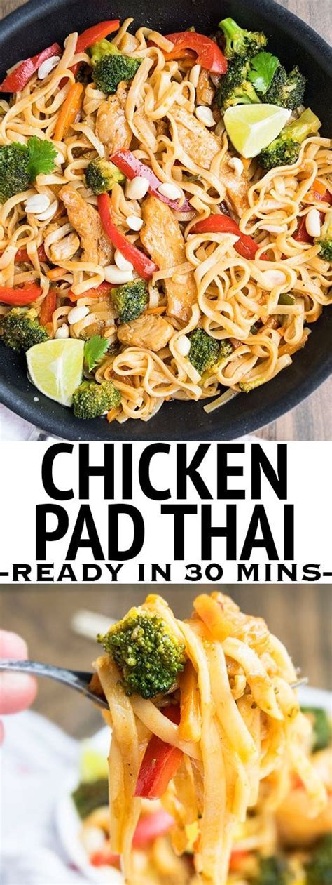 It's packed with spicy thai flavors and lots of peanuts. Chicken Pad Thai via @cakewhiz | Asian recipes, Recipes ...