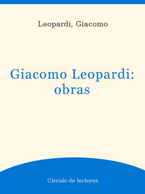 Giacomo Leopardi Obras