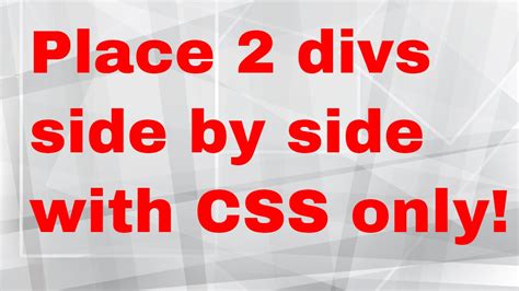 Css Tutorial For Beginners Full How To Place Two Divs Side By Side In Css And Html Youtube