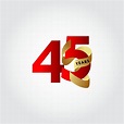 45 Years Anniversary Ribbon Celebration Vector Template Design ...