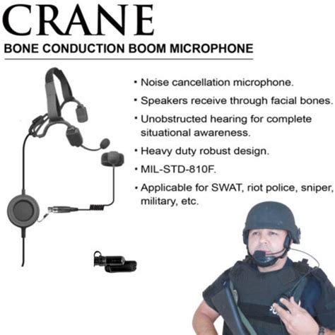 Crane Quick Release Bone Conduction Microphone For Vertex Vx 537 Nypd