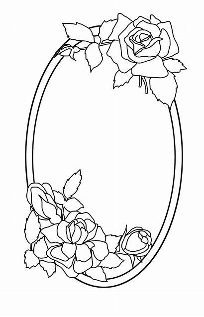 Coloring Pages Flower Frame Roses Printable Drawing