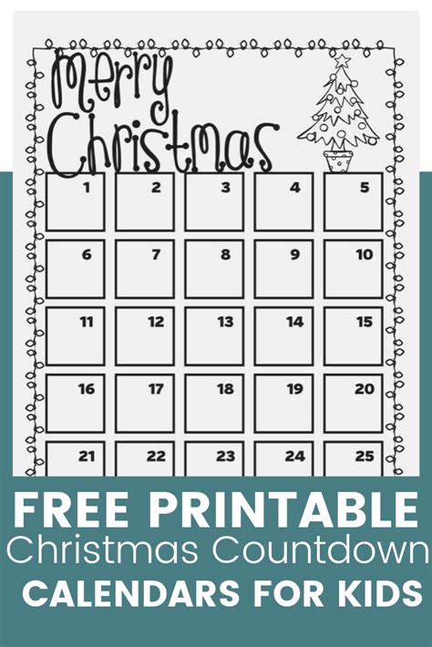 Free Printable Countdown To Christmas Calendar