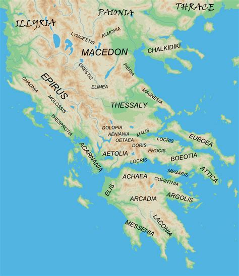 Map Showing The Major Regions Of Mainland Ancient Greece And Adjacent