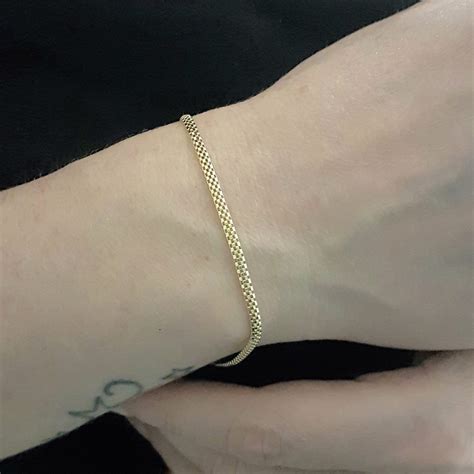 14k Real Solid Gold Herringbone Bracelet For Women