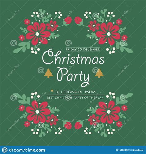 Poster Lettering Christmas Party With Nature Green Leafy