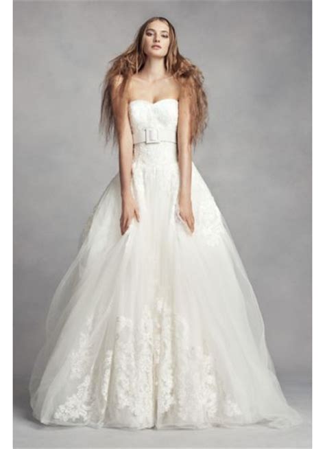 Brand new vera wang luxe esme lace wedding dress d white straps mermaid 10 $7900. White by Vera Wang Lace Ball Gown Wedding Dress | David's ...