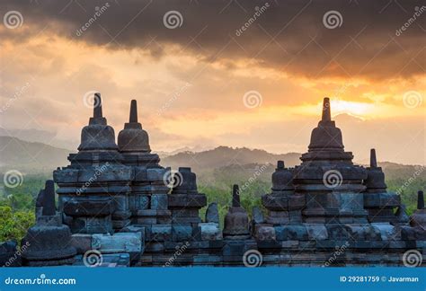 Borobudur Temple At Sunrise Java Indonesia Stock Image Image Of