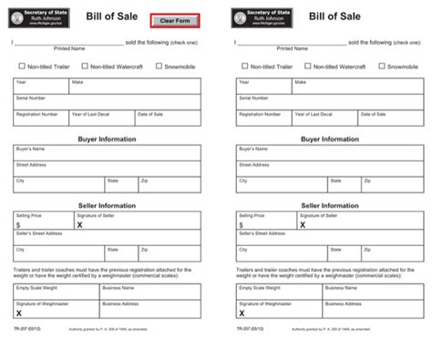 Download Michigan Vehicle Bill Of Sale Form For Free Formtemplate