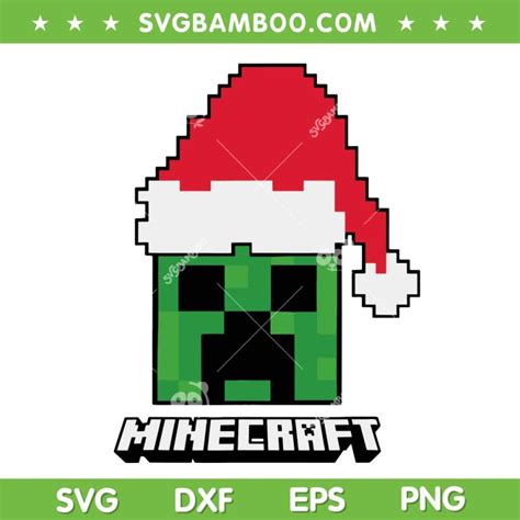 Minecraft Christmas 2022 Svg Minecraft Creeper Santa Hat