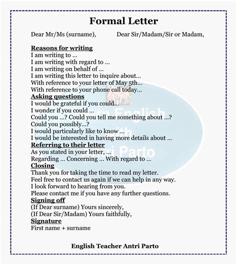 Formal Letter Carta En Ingles Escribir Palabras Escritura Persuasiva