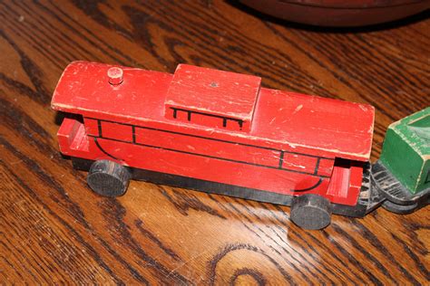 Large Vintage Wooden Toy Train Set 1940s