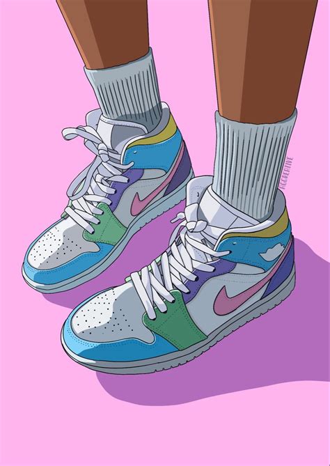 Air Jordan Nike Sneakers Etsy Illustratiom Art Print Wall Print