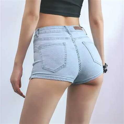 Women High Waist Denim Shorts Stretch Tight Sexy Hem Split Jeans Shorts Summer Soft Thin Shorts