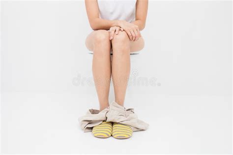 Close Up Of Woman On Toilet Stock Photo Image Of Stool Female