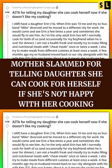 Mother Slammed For Telling Daughter She Can Cook For Herself If Shes Not Happy With Her Cooking