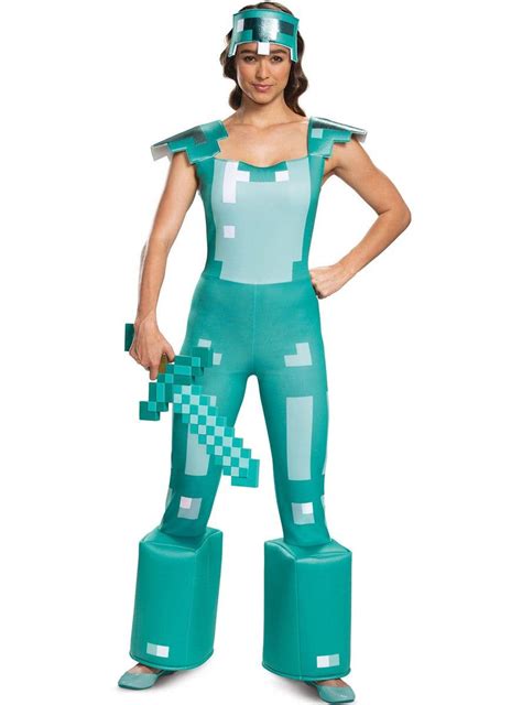 Womens Diamond Armour Costume Teal Blue Womens Minecraft Costume