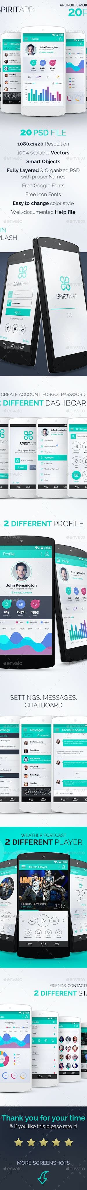 Spiritapp White Android Mobile Design Ui Kit By Creakits Graphicriver